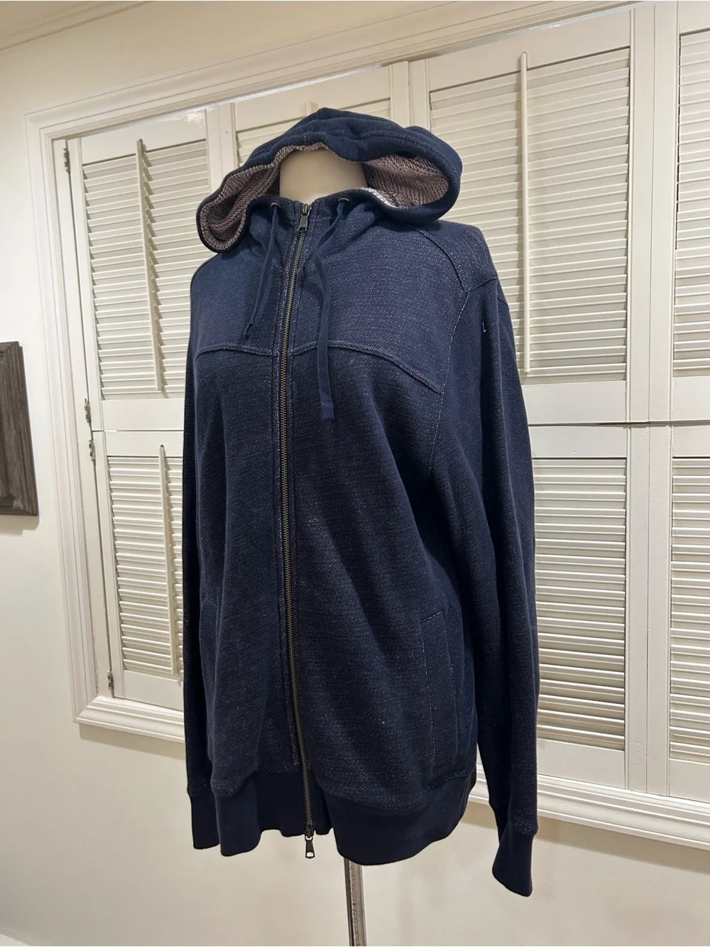 Banana Republic Men's Navy Hooded Zip Sweater